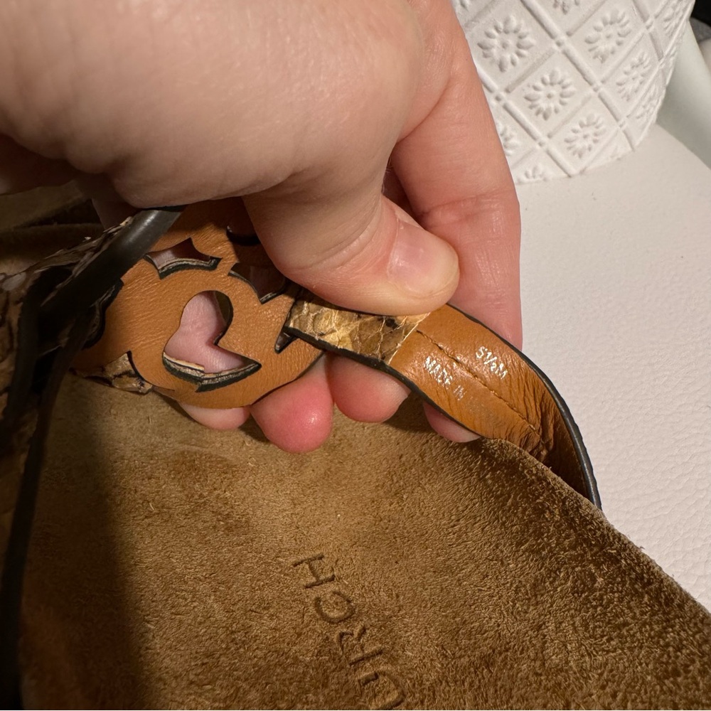 Tory Burch Miller cloud Womens size 5.5 shoes brown snakeskin slip on thong - Picture 4 of 5